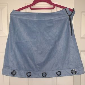 light blue suade skirt